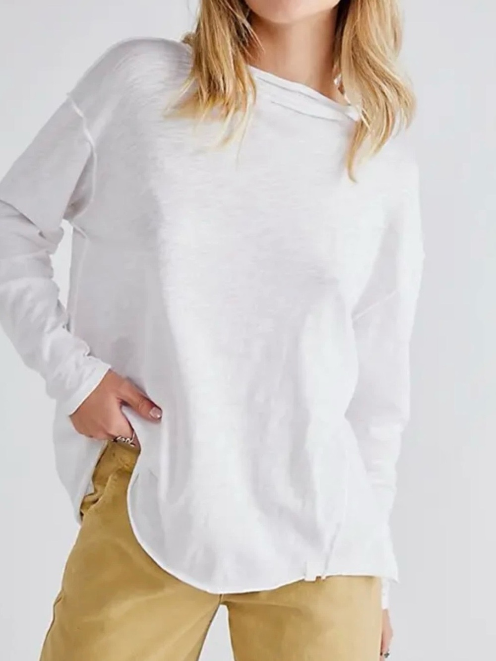 Free People We The Free White Long-Sleeve Women's Top/Sweater Size XS